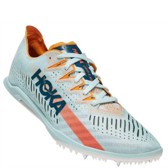 NEW HOKA men\'s cielo x md track spike shoes in blue glass/radiant yellow main image 4